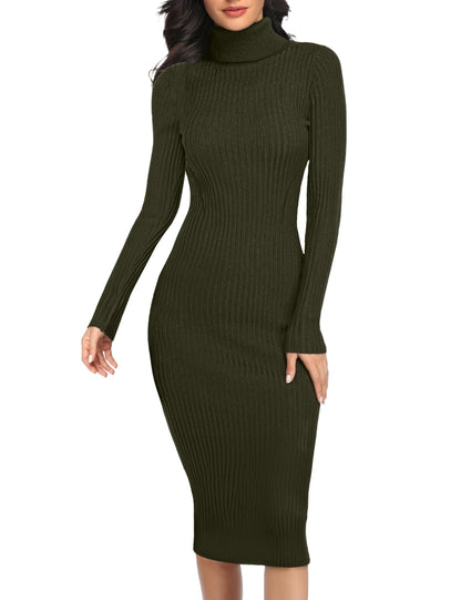 Women's Ribbed Slim Fit Knit Sweater Dress