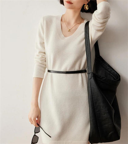 Women's O-Neck Knit Sweater Dress