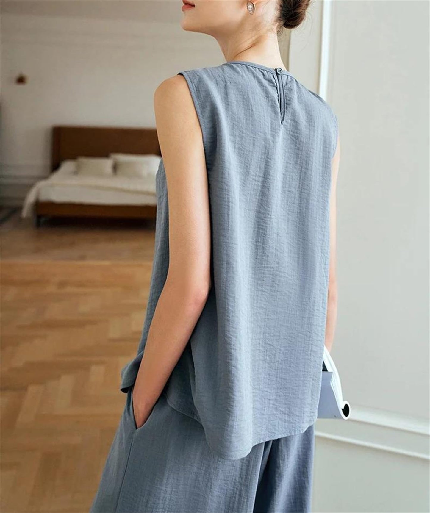 Women's Sleeveless Tank Top & High Waist Pants Set