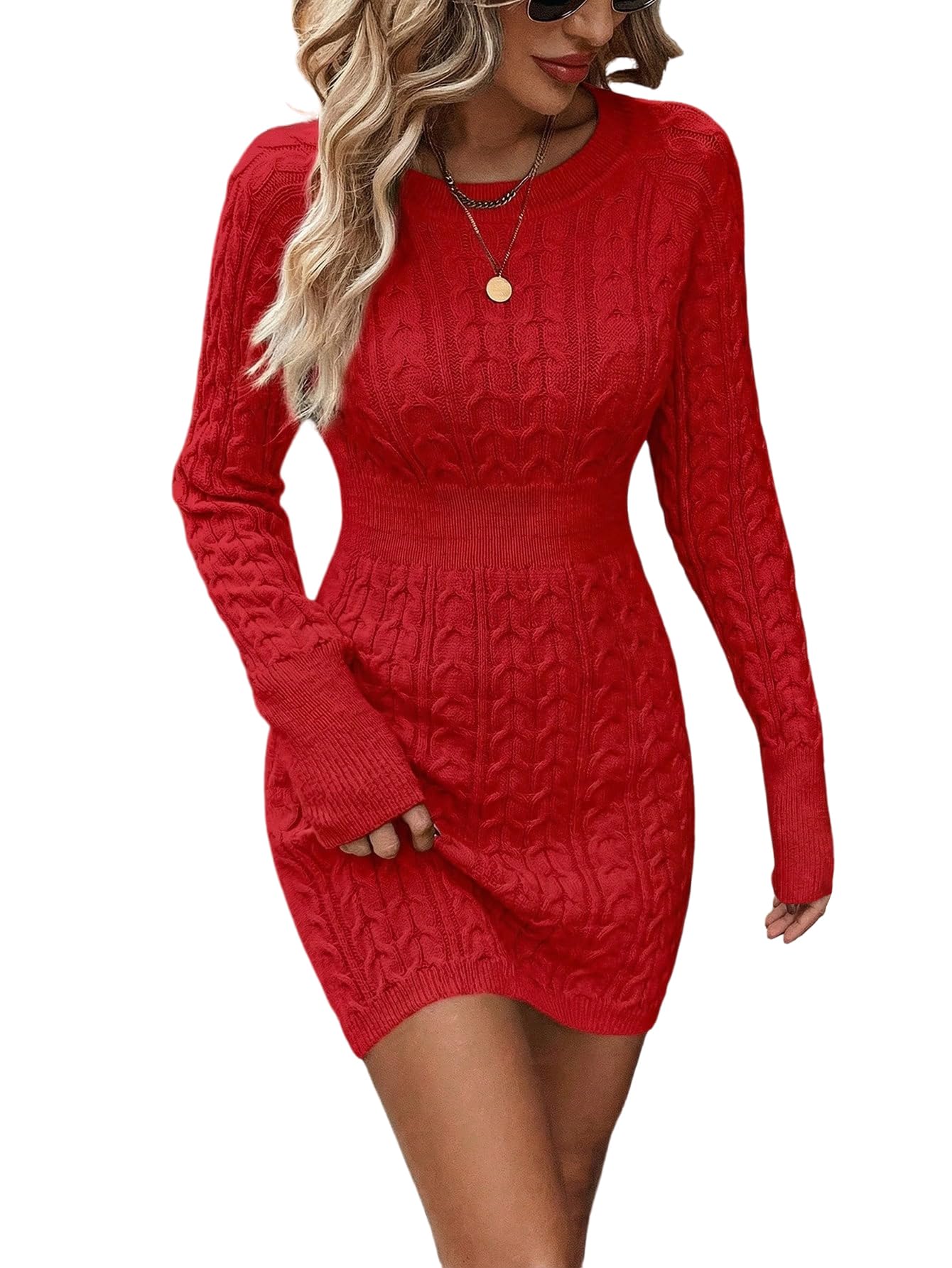 Women's Cable Knit Mini Sweater Dress