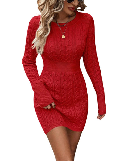 Women's Cable Knit Mini Sweater Dress