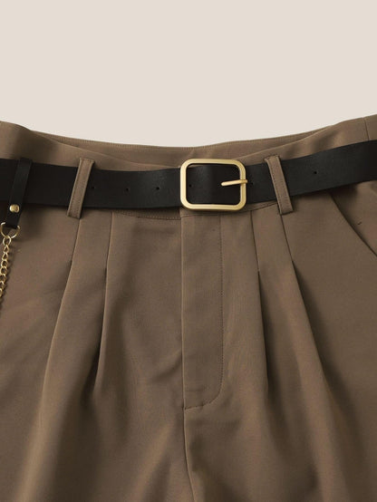 Women's Pleated Belted Shorts