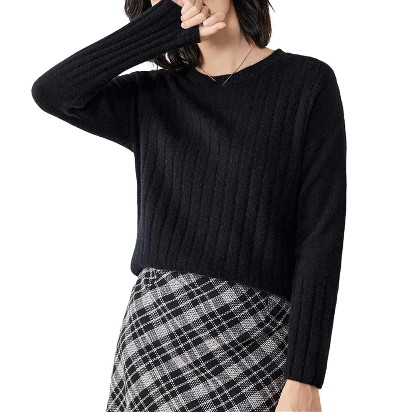 Women's Cashmere O-Neck Striped Sweater