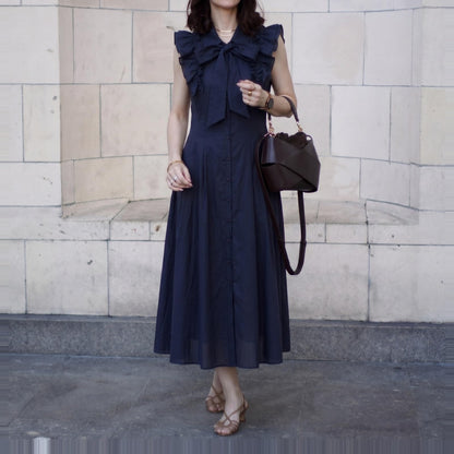 Women's Linen Blend Midi Shirt Dress
