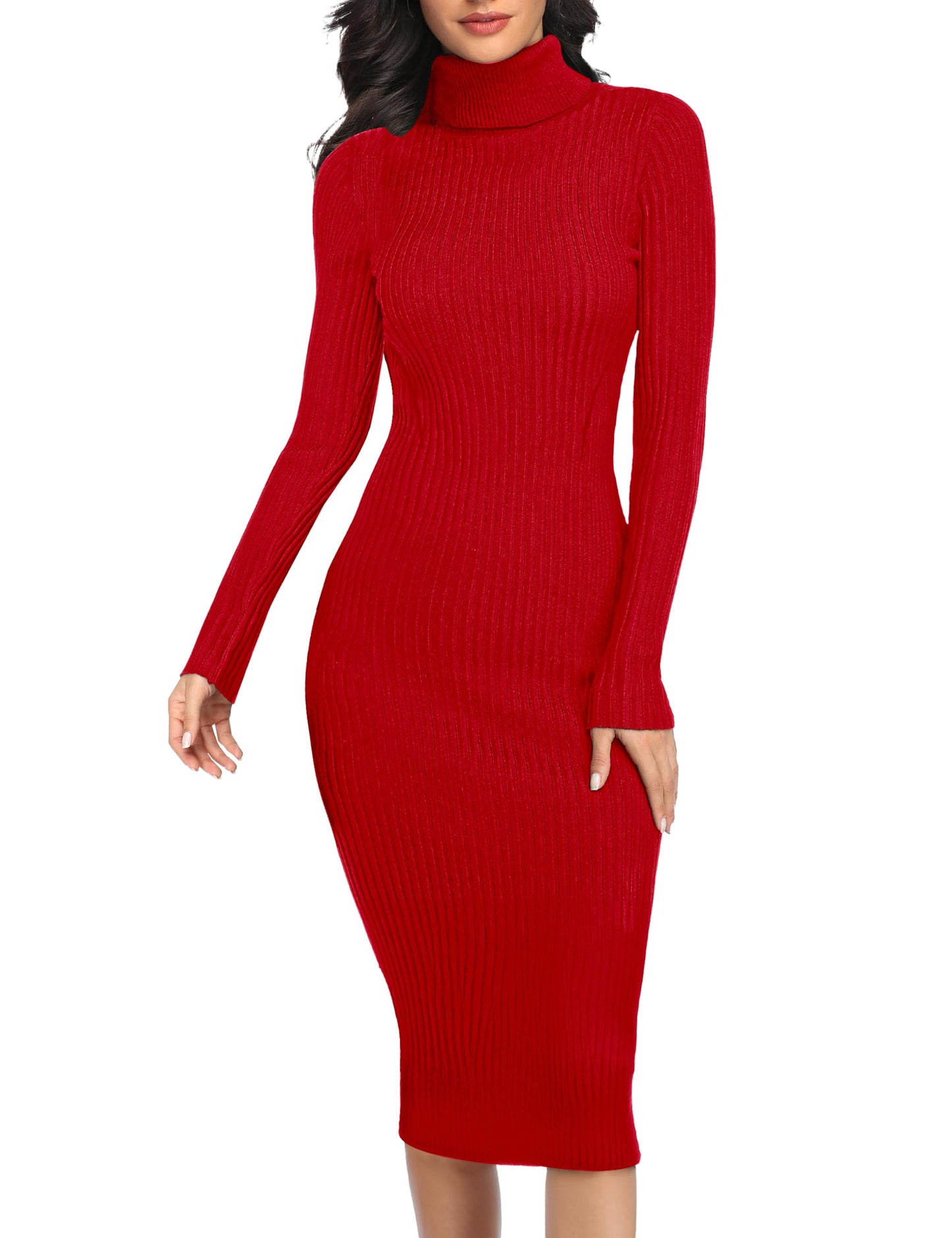 Women's Ribbed Slim Fit Knit Sweater Dress