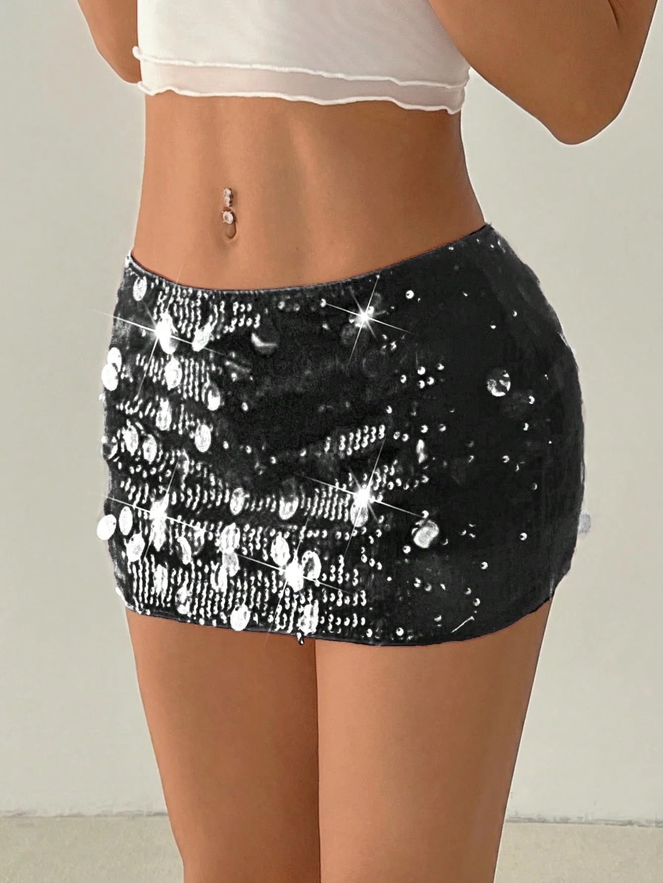 Women's Sequin Low Waist Mini Shorts