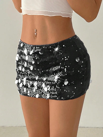 Women's Sequin Low Waist Mini Shorts