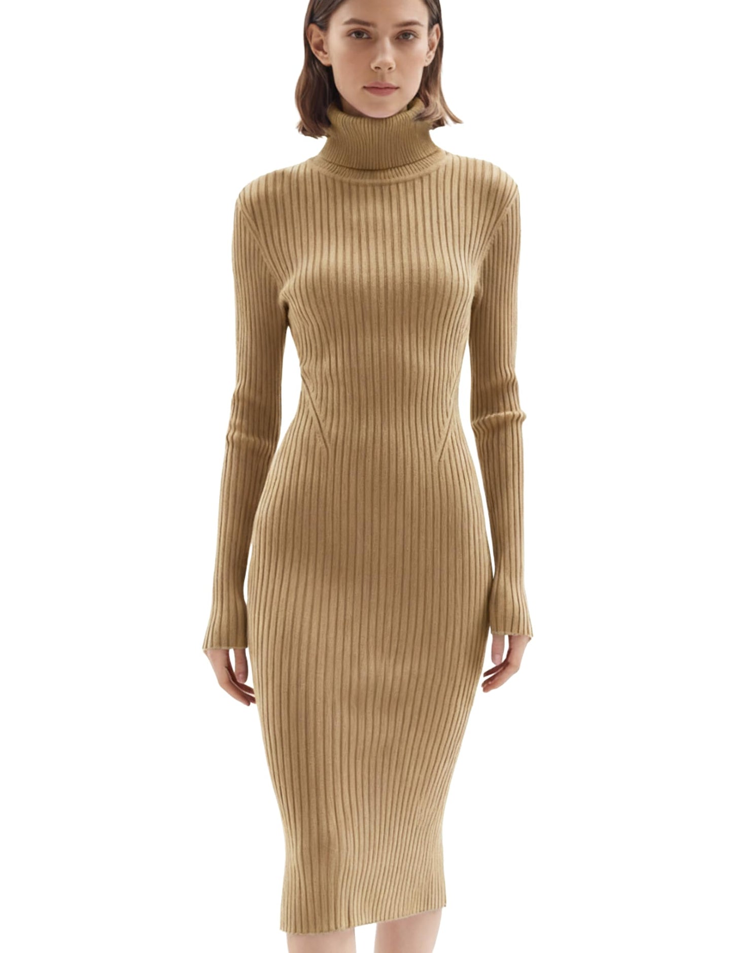 Women's Ribbed Slim Fit Knit Sweater Dress