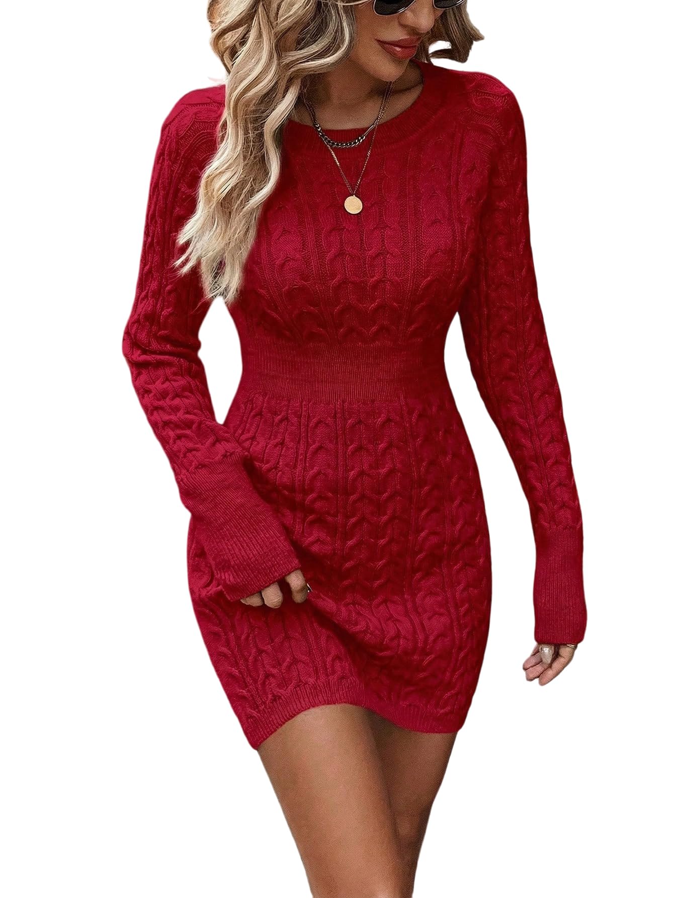 Women's Cable Knit Mini Sweater Dress