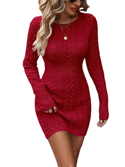 Women's Cable Knit Mini Sweater Dress