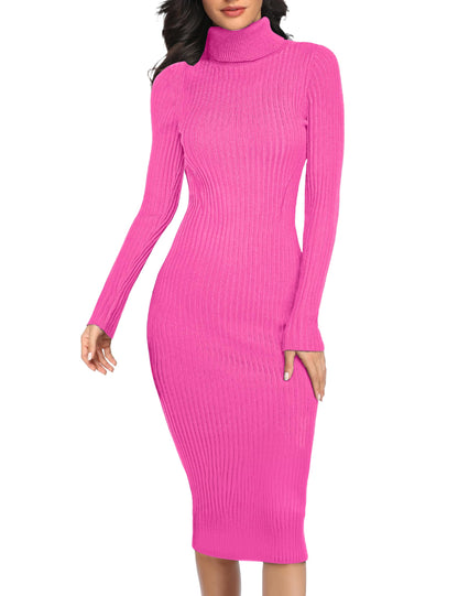 Women's Ribbed Slim Fit Knit Sweater Dress