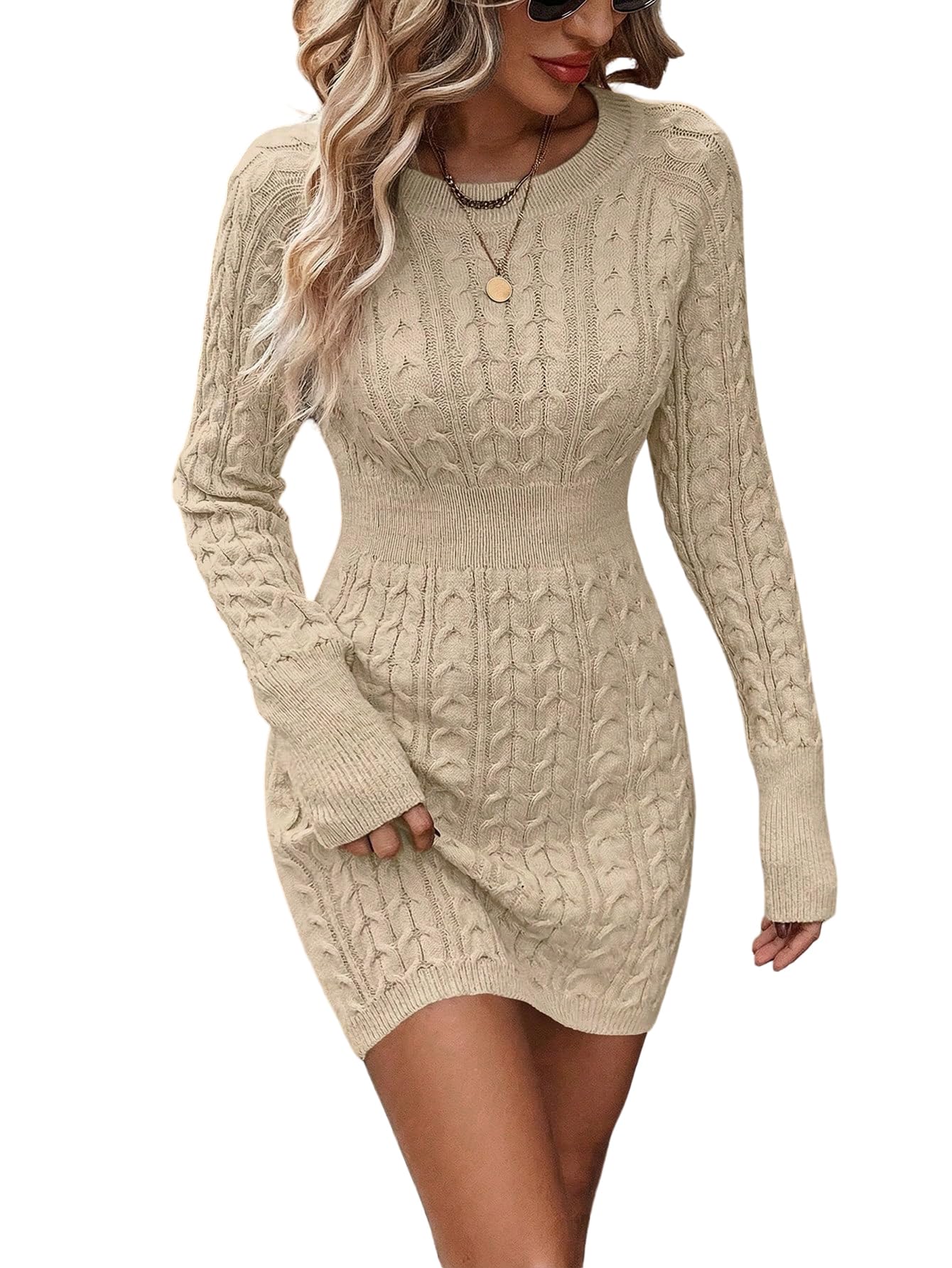Women's Cable Knit Mini Sweater Dress
